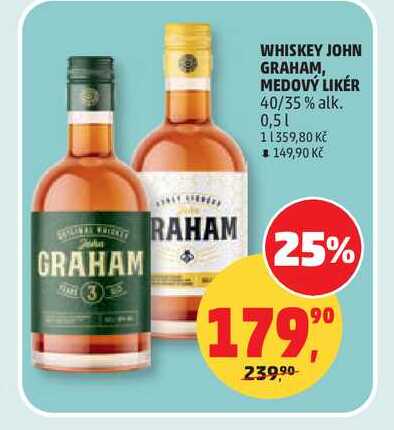 JOHN GRAHAM, MEDOVÝ LIKÉR 40/35% alk. 0,5l