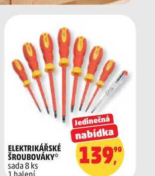 ELEKTRIKÁŘSKÉ ŠROUBOVÁKY sada 8 ks