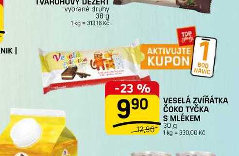 VESELÁ ZVÍŘÁTKA ČOKO TYČKA S MLÉKEM 30 g