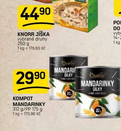 KOMPOT MANDARINKY 312 g/PP 175 g 