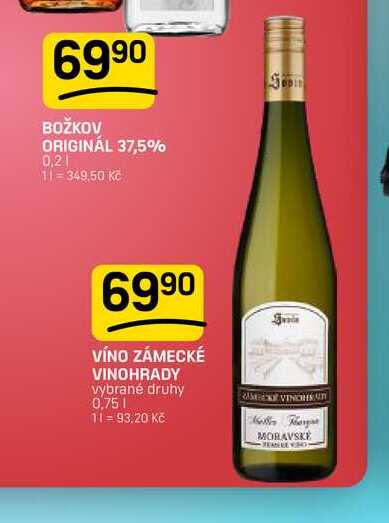 VÍNO ZÁMECKÉ VINOHRADY vybrané druhy 0,75l