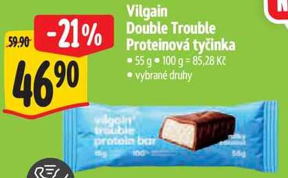 Vilgain Double Trouble Proteinová tyčinka, 55 g