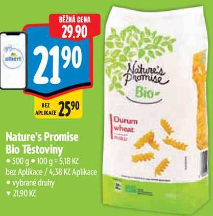 Nature's Promise Bio Těstoviny, 500 g