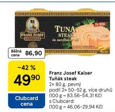 Franz Josef Kaiser Tuňák steak, 2x 80 g 