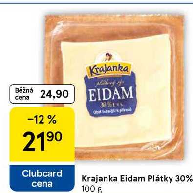 Krajanka Eidam Plátky 30%, 100 g