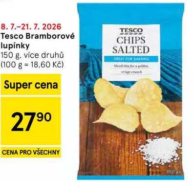 Tesco Bramborové lupínky, 150 g