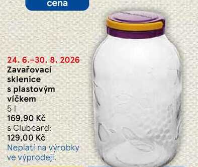 Zavařovací sklenice s plastovým víčkem, 5 l