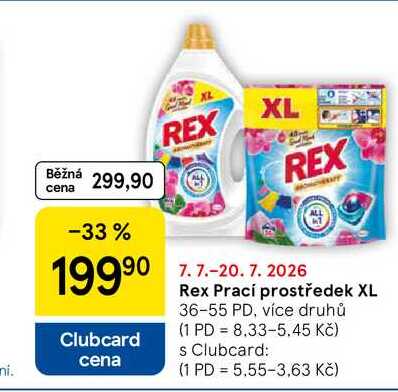 Rex Prací prostředek XL, 36-55 PD, více druhů Tesco