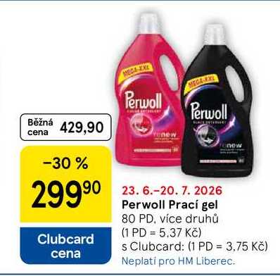 Perwoll Prací gel, 80 PD, více druhů Tesco