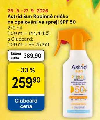 Astrid Sun Rodinné mléko na opalování ve spreji SPF 50, 270 ml
