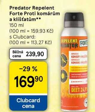 Predator Repelent Forte Proti komárům a klíšťatům, 150 ml  