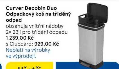 Curver Decobin Duo Odpadkový koš na tříděný odpad, obsahuje vnitřní nádoby 2× 23 l