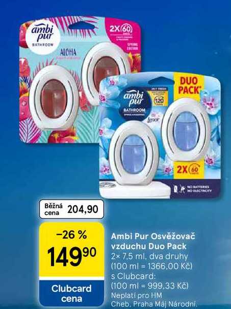 Ambi Pur Osvěžovač vzduchu Duo Pack, 2x 7.5 ml, dva druhy