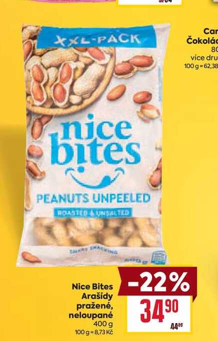Nice Bites Arašídy pražené, neloupané 400 g
