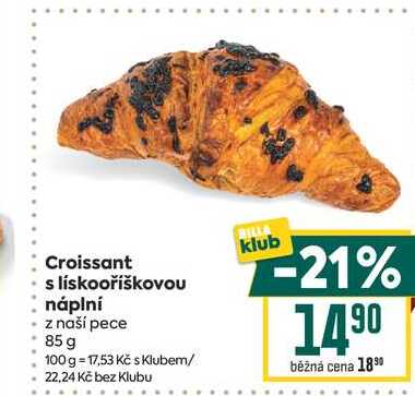 Croissant s lískooříškovou náplní z naší pece 85 g 
