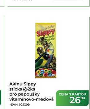 Akinu Sippy sticks @2ks pro papoušky vitamínovo-medová