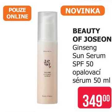 BEAUTY OF JOSEON Ginseng Sun Serum SPF 50 opalovací sérum 50 ml Teta drogerie