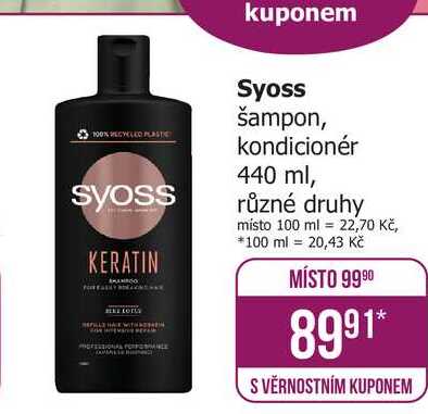 Syoss šampon, kondicionér 440 ml, různé druhy Teta drogerie