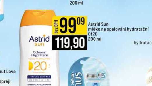 Astrid Sun mléko na opalování hydratační Of20 200 ml