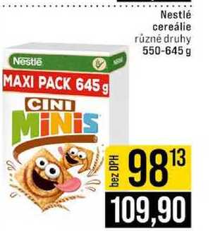 Nestlé cereálie různé druhy 550-645 g