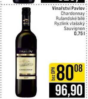 Vinařství Pavlov Chardonnay Rulandské bílé Ryzlink vlašský Sauvignon 0.75l