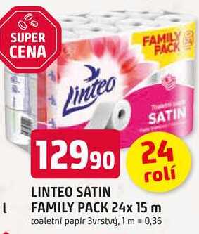 LINTEO SATIN FAMILY PACK 24x 15 m toaletní papír 3vrstvý Trefa