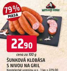 ŠUNKOVÁ KLOBÁSA S NIVOU NA GRIL 100g