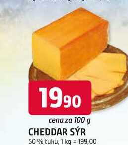 CHEDDAR SÝR 50% tuku, 100 g