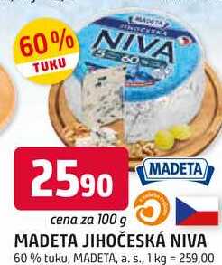 MADETA JIHOČESKÁ NIVA 60% tuku, 100g