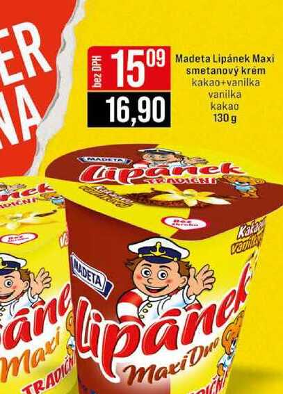 Madeta Lipánek Maxi kakao+vanilka vanilka kakao 130 g 