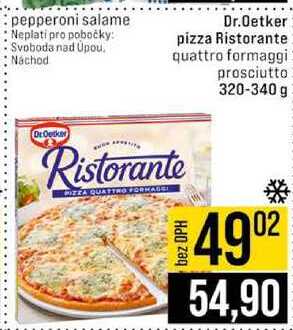 Dr.Oetker pizza Ristorante quattro formaggi prosciutto 320-340 g