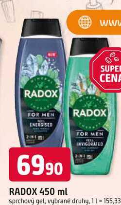 RADOX 450 ml sprchový gel, vybrané druhy Trefa