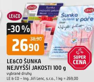 LE&CO ŠUNKA NEJVYŠŠÍ JAKOSTI 100 g