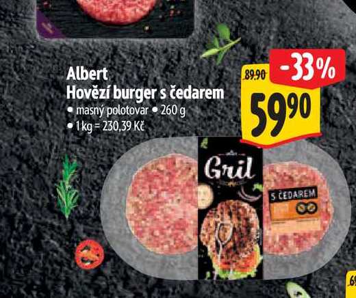 Albert Hovězí burger s čedarem 260 g