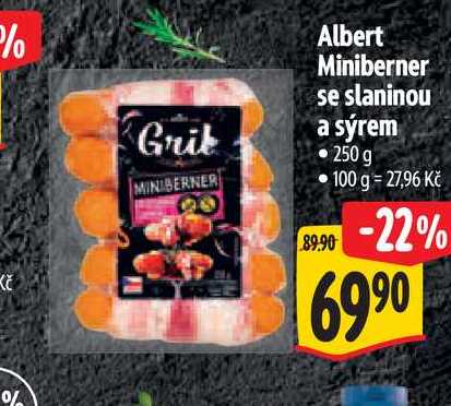   Albert Miniberner se slaninou a sýrem 250 g 
