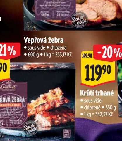  Vepřová žebra sous vide 600 g