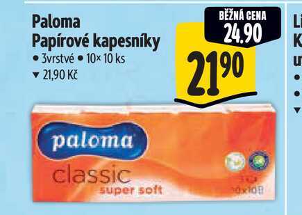 Paloma Papírové kapesníky 3vrstvé 10x 10 ks Albert