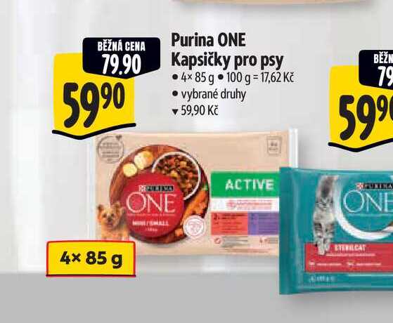 Purina ONE Kapsičky pro psy 4× 85 g