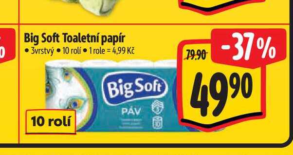 Big Soft Toaletní papír 3vrstvý 10 rolí