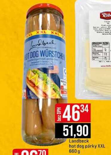 Landbeck hot dog párky XXL 660 g