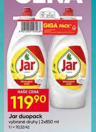 Jar tekutý prostředek na mytí nádobí 2x850ml, vybrané druhy 1.5l Hruška