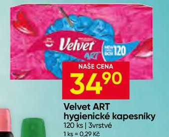 Velvet ART hygienické kapesníky 120 ks 3vrstvé Hruška