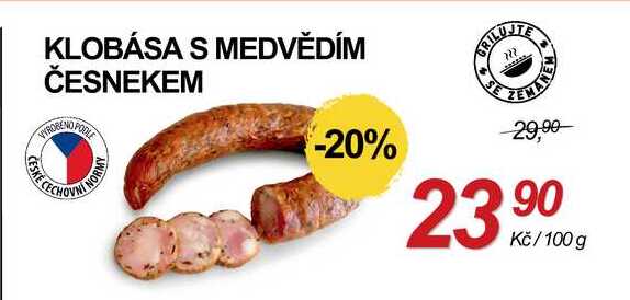 KLOBÁSA S MEDVĚDÍM ČESNEKEM, 100 g