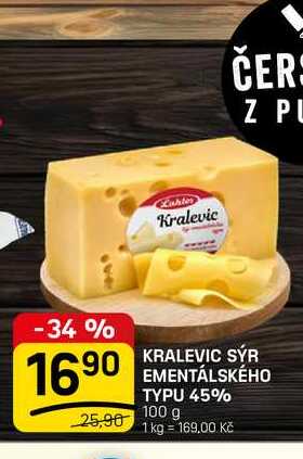 KRALEVIC SÝR EMENTÁLSKÉHO TYPU 45% 100 g