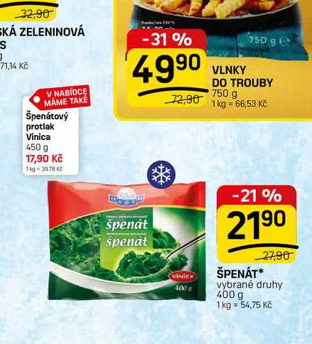 ŠPENÁT* vybrané druhy 400 g