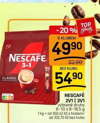 NESCAFÉ 2V1 | 3V1 vybrané druhy 8-10 x 8-16,5 g