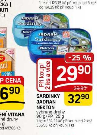 SARDINKY JADRAN NEKTON vybrané druhy 90 g/PP 125 g