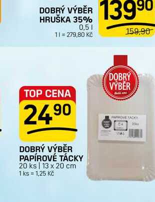 DOBRÝ VÝBĚR PAPÍROVÉ TÁCKY 20 ks 13 x 20 cm FLOP TOP