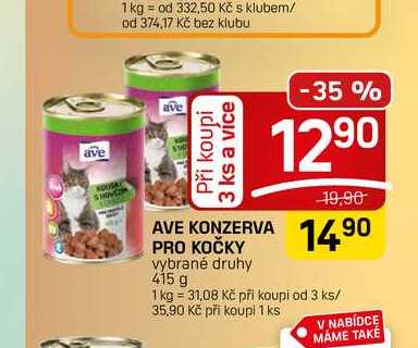 AVE KONZERVA PRO KOČKY vybrané druhy 415 g