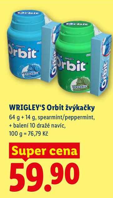 WRIGLEY'S Orbit žvýkačky, 64 g + 14 g
